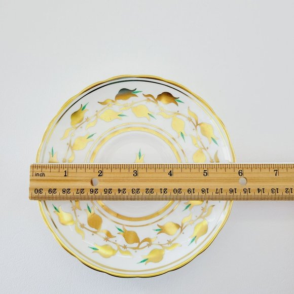 Royal Chelsea Golden Jade Teacup & Saucer, Gold Vines & Flowers, Royalcore Glam - Picture 10 of 16